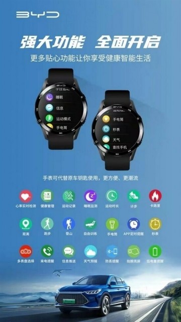 门徒娱乐：比亚迪智能手表预计 4 月上市 支持汽车钥匙等功能